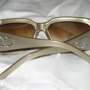 VALENTINO SUNGLASSES GOLDEN BEIGE / AMBER SIDE CRYSTALS